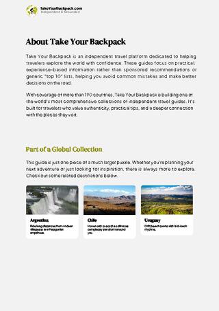 example page 1 from our offline Travel Guide for Falkland Islands